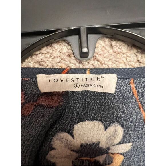 New Lovestitch Navy floral wrap blouse size Large tie waist - Picture 3 of 8